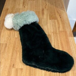 Anthropologie Green and White Holiday Stocking